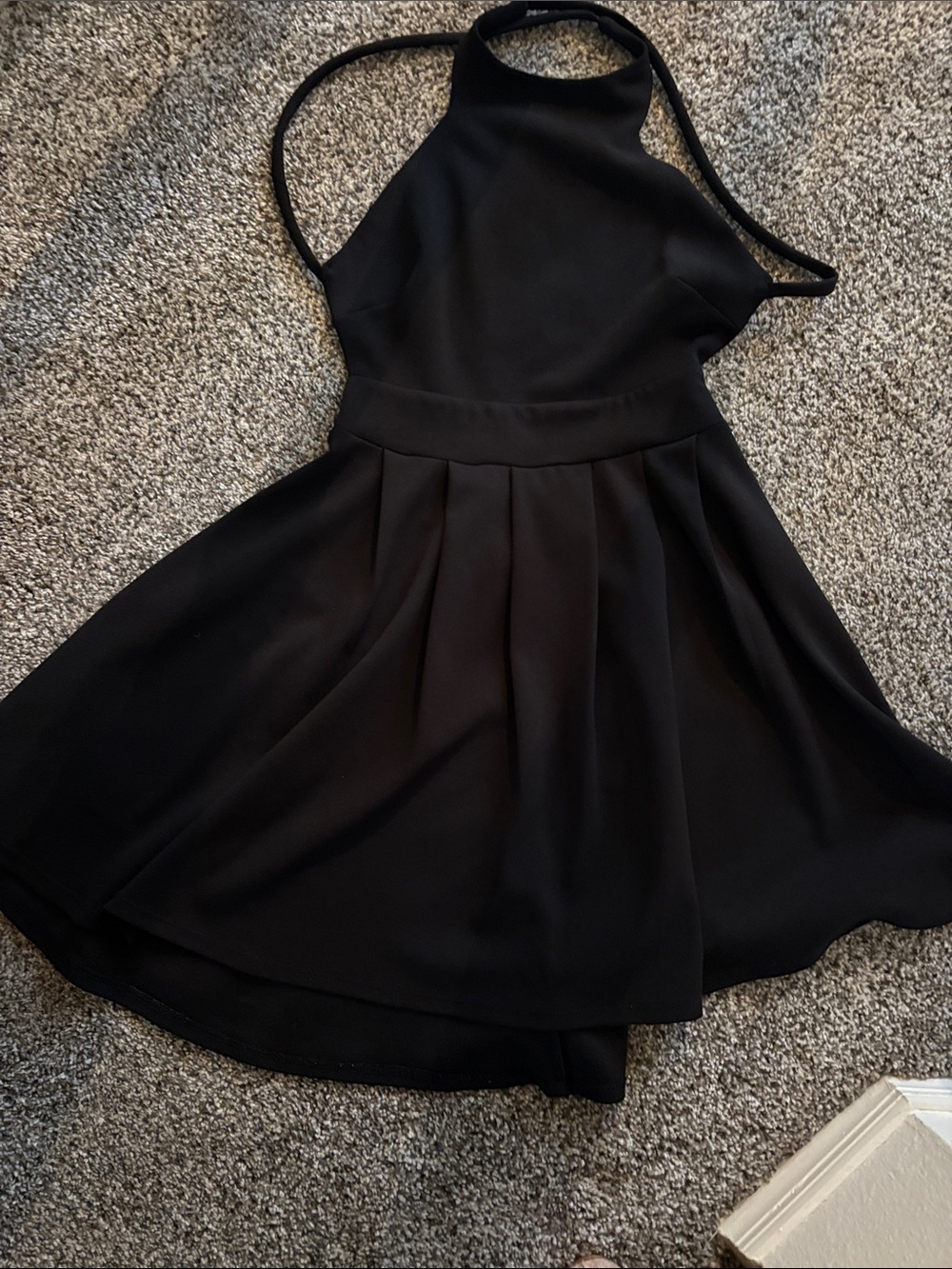 Black Halter Skater Dress - Women